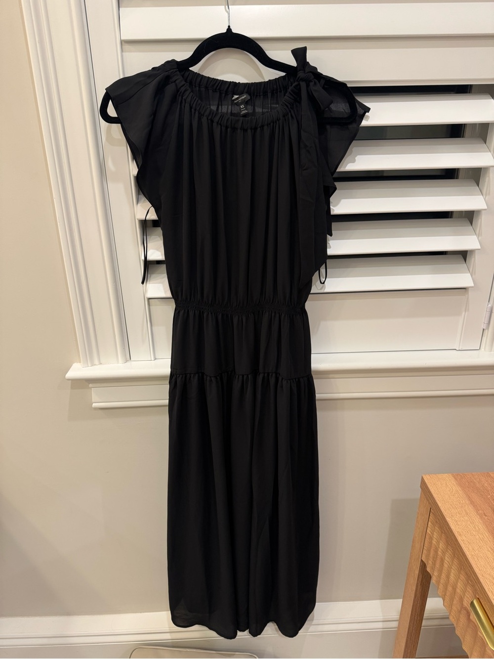 Banana Republic Black Midi Dress with Shoulder Bow